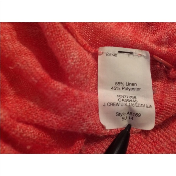 J. CREW Marled Linen Knit Cardigan Sweater Coral Pink Orange VNeck Layering Knit - Picture 8 of 10